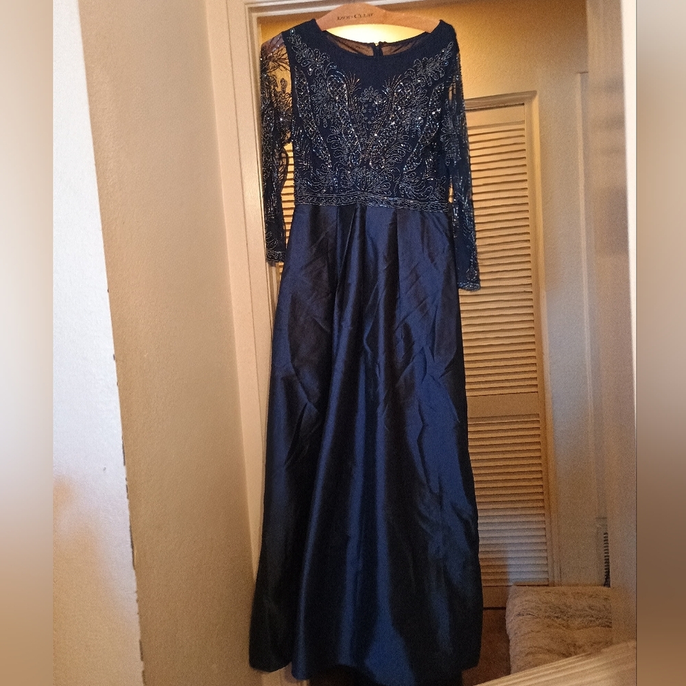 Elegant Navy Blue Designer Evening Gown